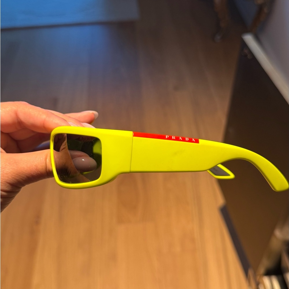 Prada Neon Green Rectangular Sunglasses - image 2